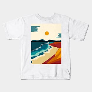 Bch and mountains aesthetic vector illustration design Kids T-Shirt